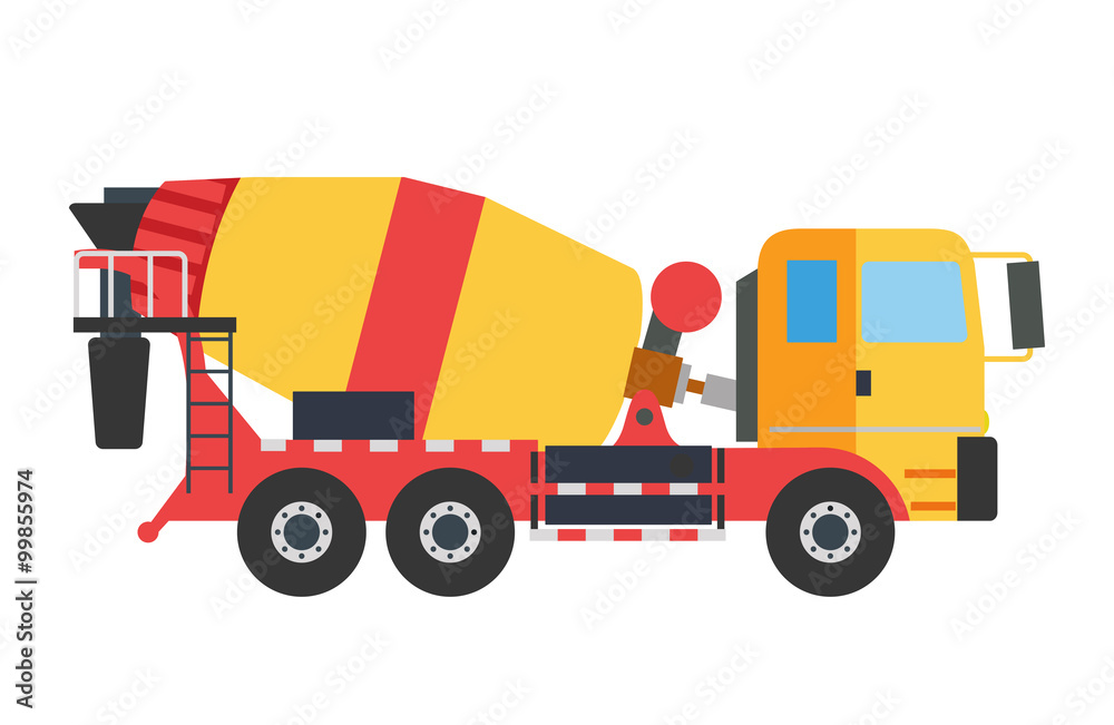 Fototapeta premium Building under construction crane machine technics vector illustration