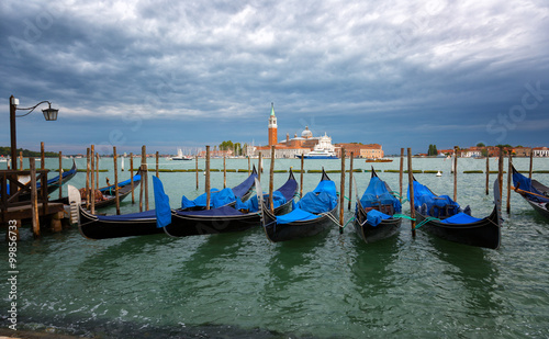 Gondolas on the Grand Canal against the background of the church of San Giorgio Maggiore, Venice, Italy © Shchipkova Elena