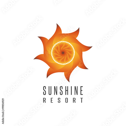 Gradient sun logo resort mockup abstract creative emblem, sunshine energy tech icon, solar technology