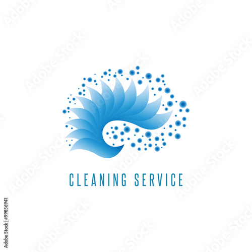 Cleaning service logo gradient sea wave water blue droplets graphic shape design element