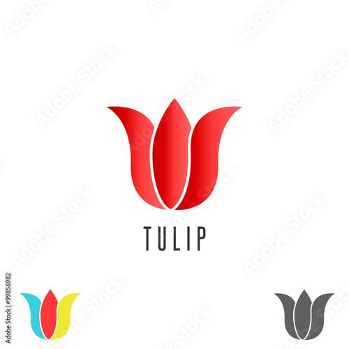 Fototapeta Naklejka Na Ścianę i Meble -  Tulip logo flower, mockup cosmetic spa simple emblem, creative beauty salon emblem
