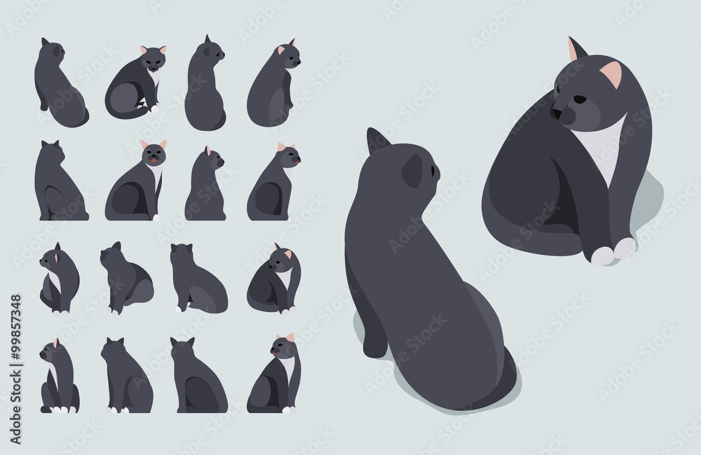 Isometric black sitting cat Isometric black sitting cat