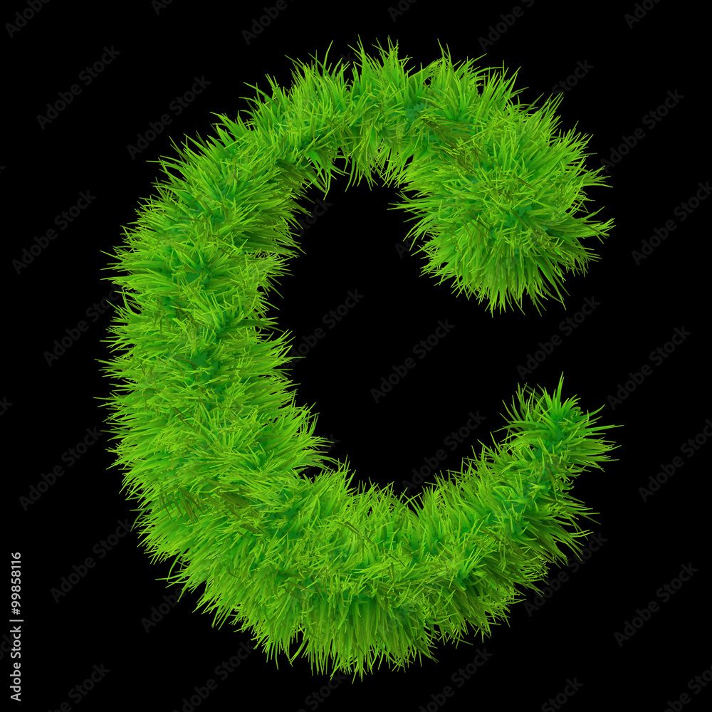 Conceptual green grass 3D font isoalted on black Conceptual green grass 3D font isoalted on black