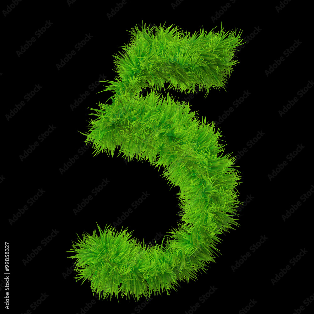 Conceptual green grass 3D font isoalted on black Conceptual green grass 3D font isoalted on black