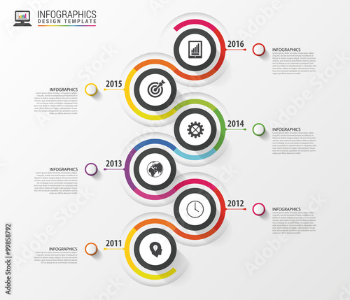 Timeline infographics template. Colorful modern design. Vector illustration