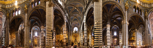 Large panorama of the interior of the Siena Cathedral in Italy