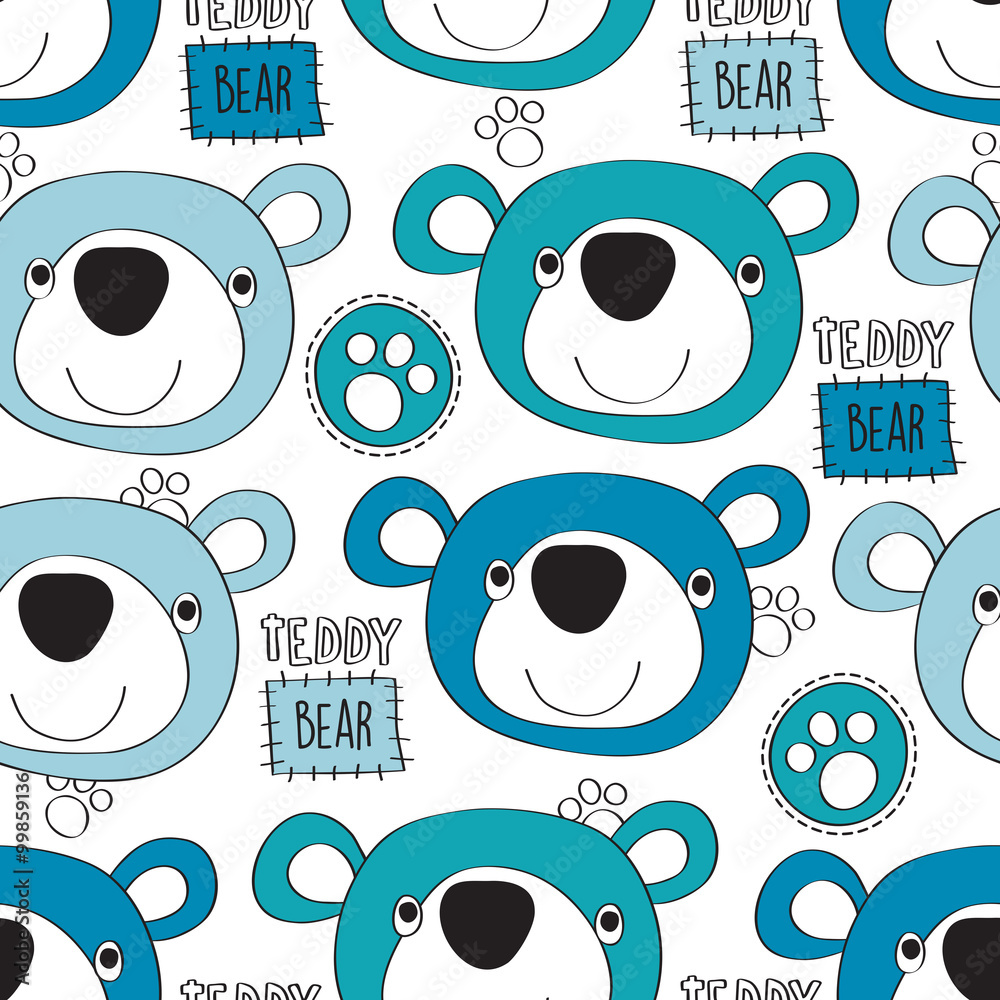 Fototapeta premium seamless teddy bear pattern vector illustration