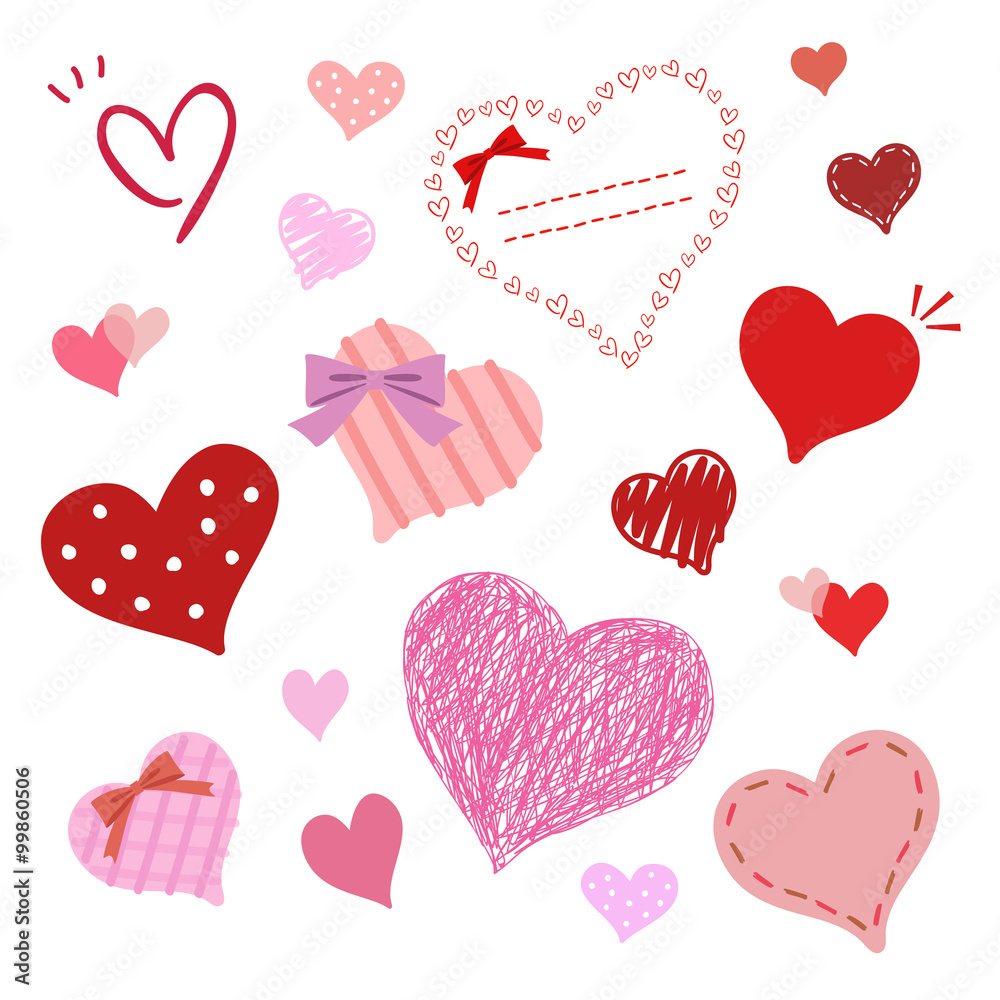 手書きハートの素材セット Vector Eps 10 Stock Vector Adobe Stock