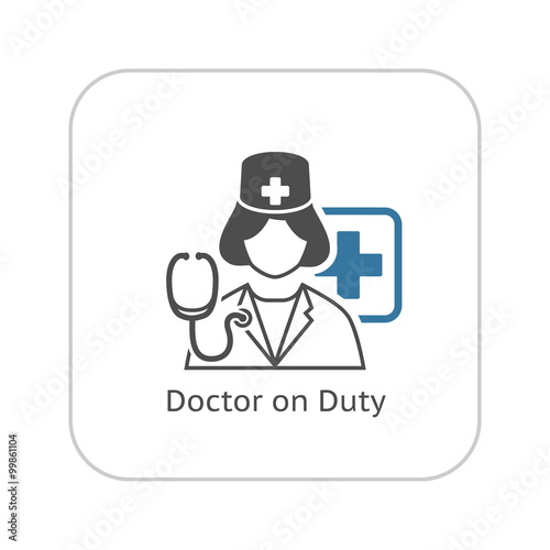 Doctor on Duty Icon. Flat Design.