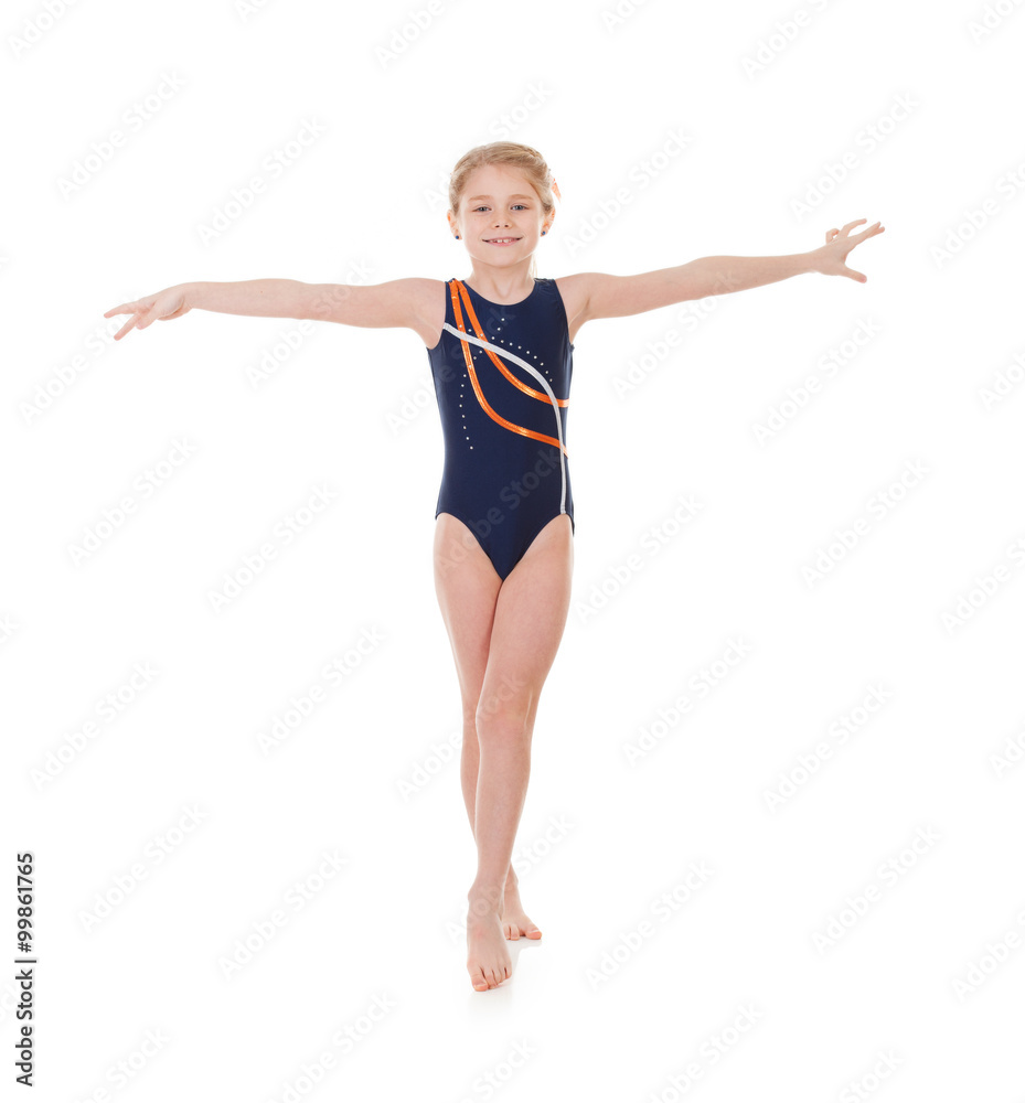 Gymnast: Young Girl Posed As If Walking On Balance Beam