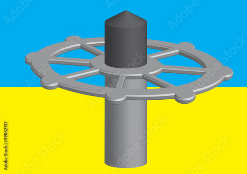 Газовый вентиль на фоне украинского флага
