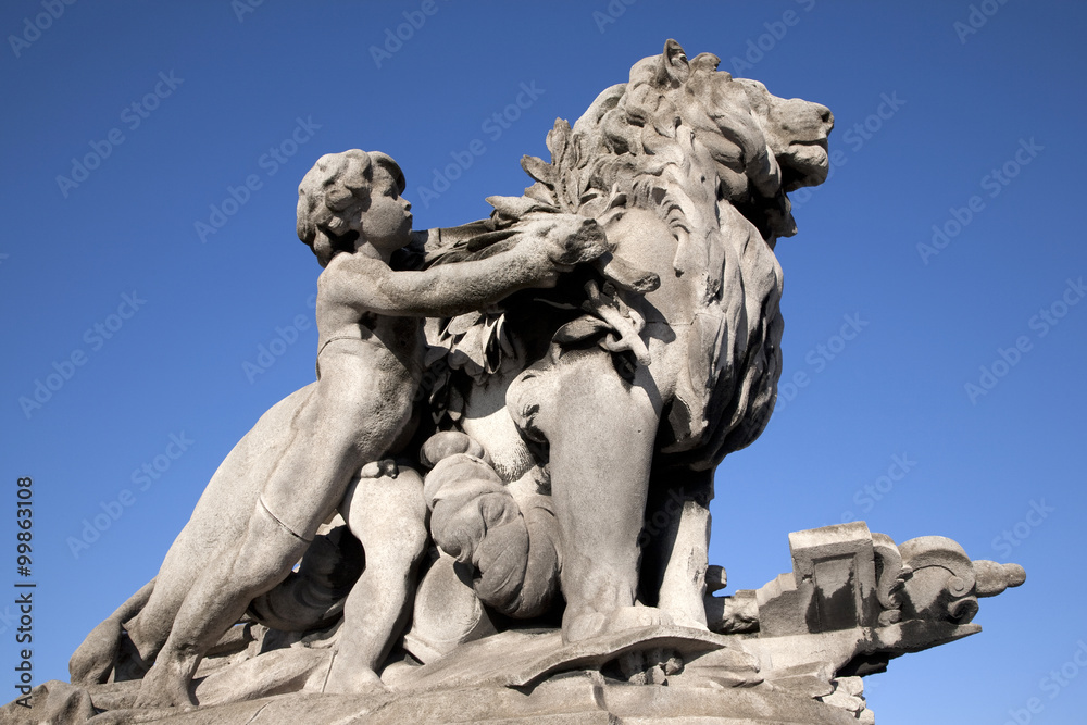 Monument of Alexandre III Bridge, Paris, France