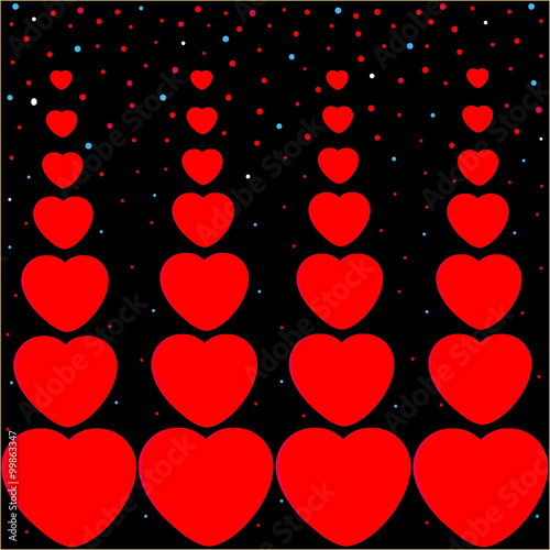 Hearts on black background