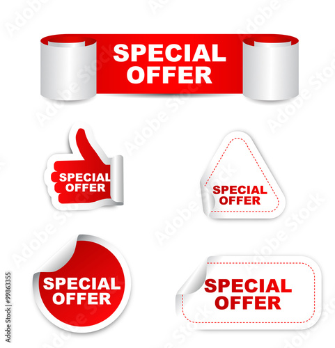 red set vector paper stickers special offer