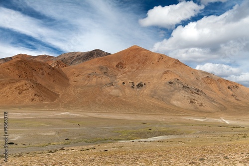 Beautiful red mount  typical landscape in Rupshu Valley