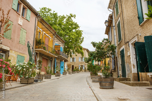 Provencal street with typical houses in southern France, Provenc