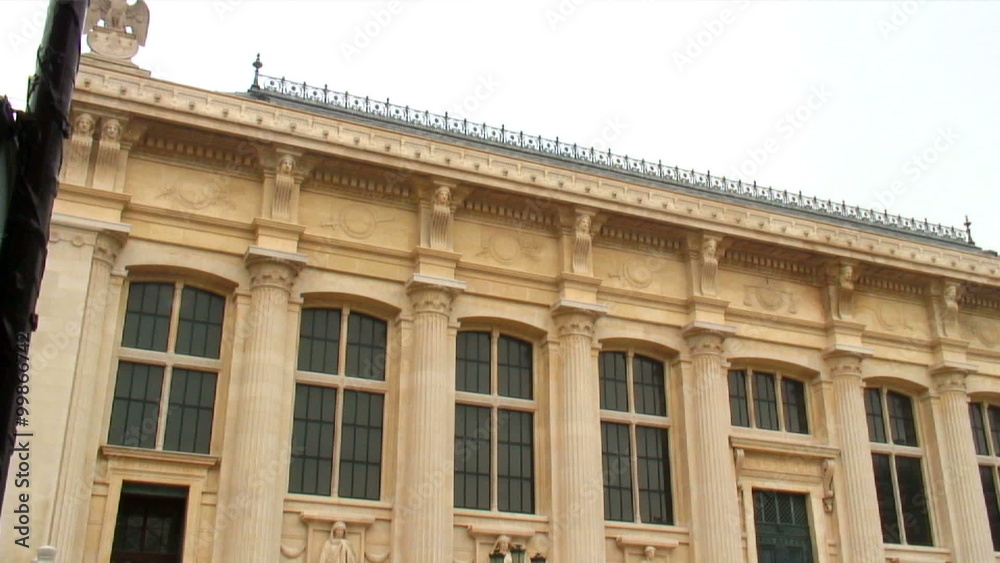 Pan of a building in Paris, France. Pan of a building in Paris, France.