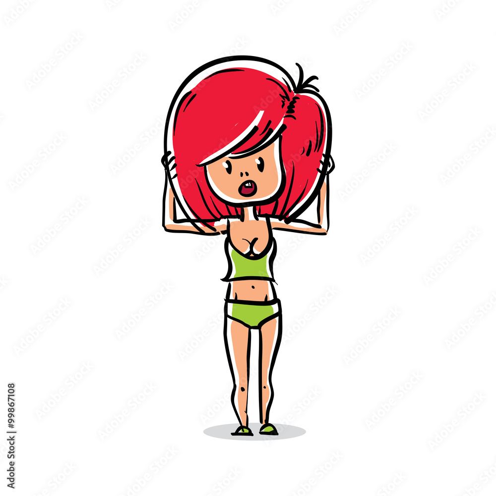 Vector full-length portrait of surprised sexy woman, cartoon Vector full-length portrait of surprised sexy woman, cartoon