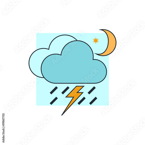 lightning rain cloud moon meteo icon