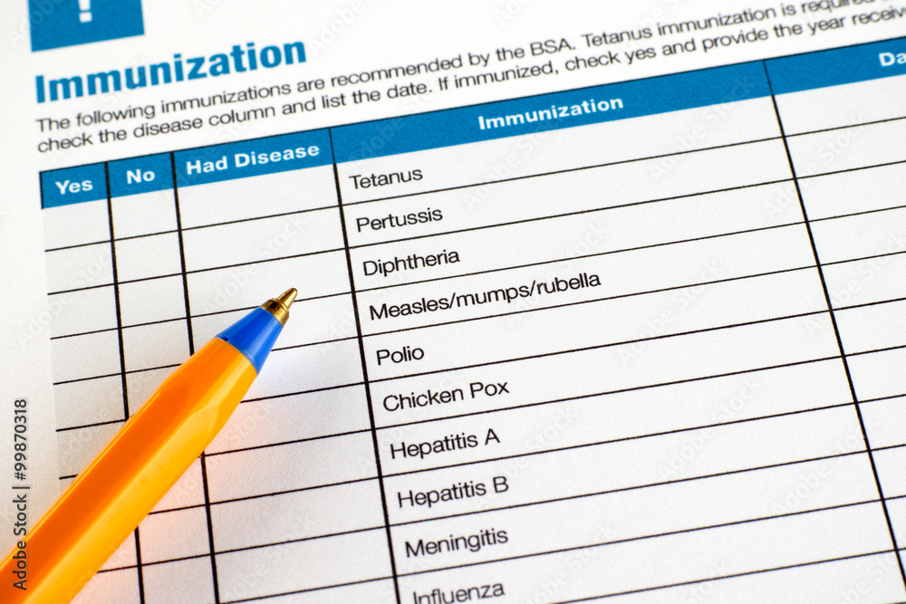 Immunization application form
