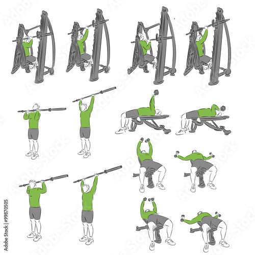 Set of systematic bodybuilding exercises