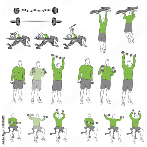 Set of systematic bodybuilding exercises