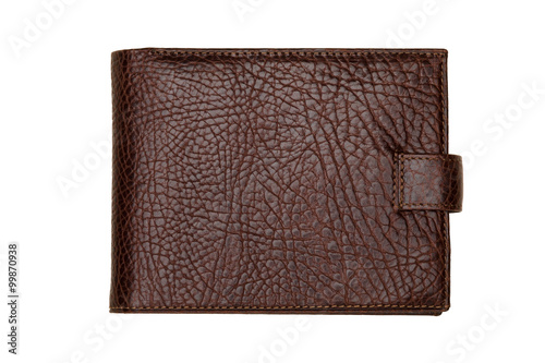 Brown natural leather wallet isolated on white