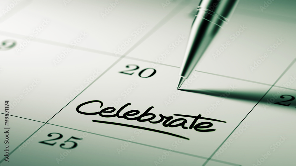 Closeup of a personal agenda setting an important date written w Closeup of a personal agenda setting an important date written w