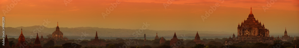 Panorama of Bagan historical site in Myanmar (Burma)