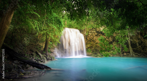 Waterfall in jungle rainforest