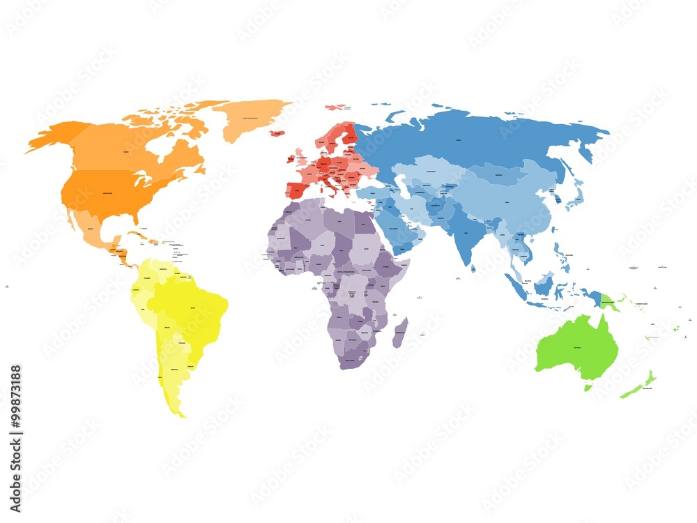Political world map on white background.