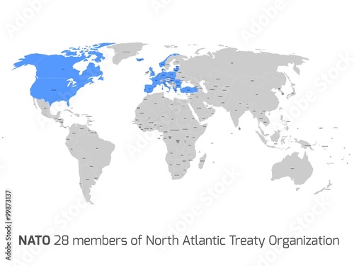 NATO member countries in vector world map