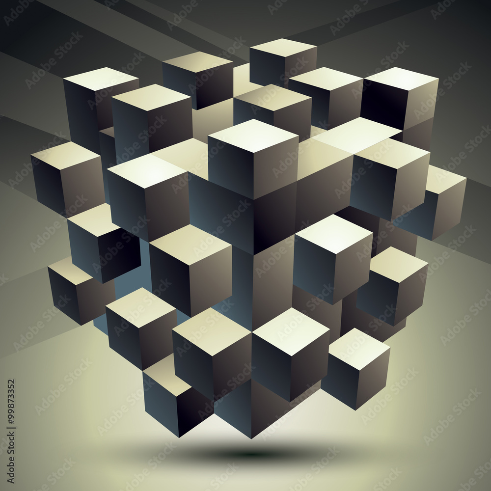 Obraz premium Geometric monochrome polygonal structure, modern technology