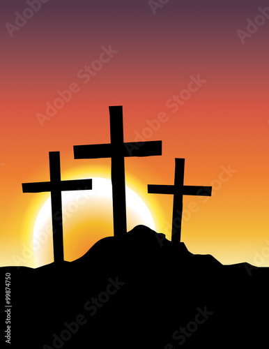 Calvary Crosses at Sunrise Illustration