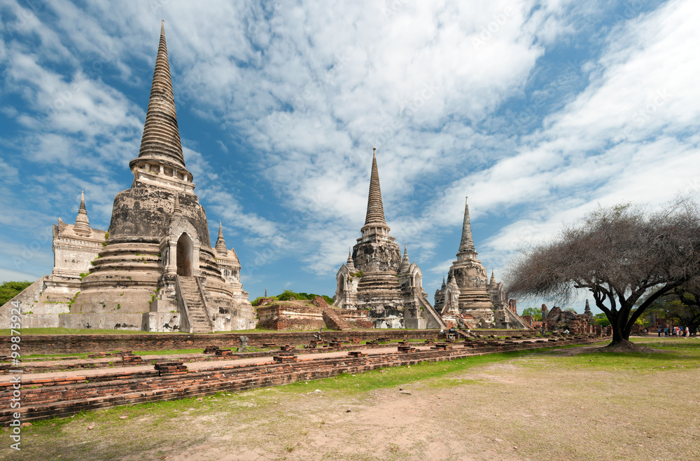 Traveling to Thailand. Ancient landmark in Ayutthaya Wat Phra Si Sanphet