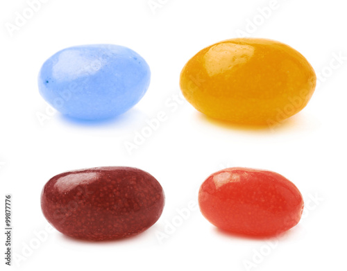 Single jelly bean candy isolated