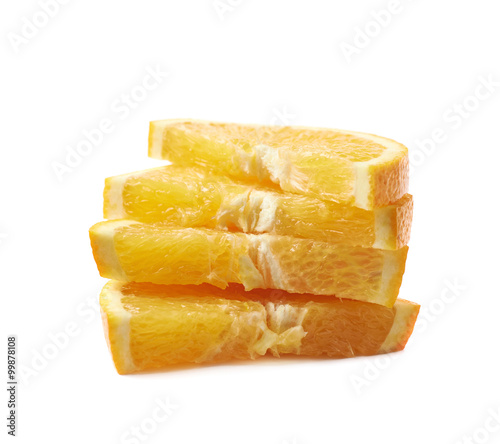Stack of orange fruit slices isolated
