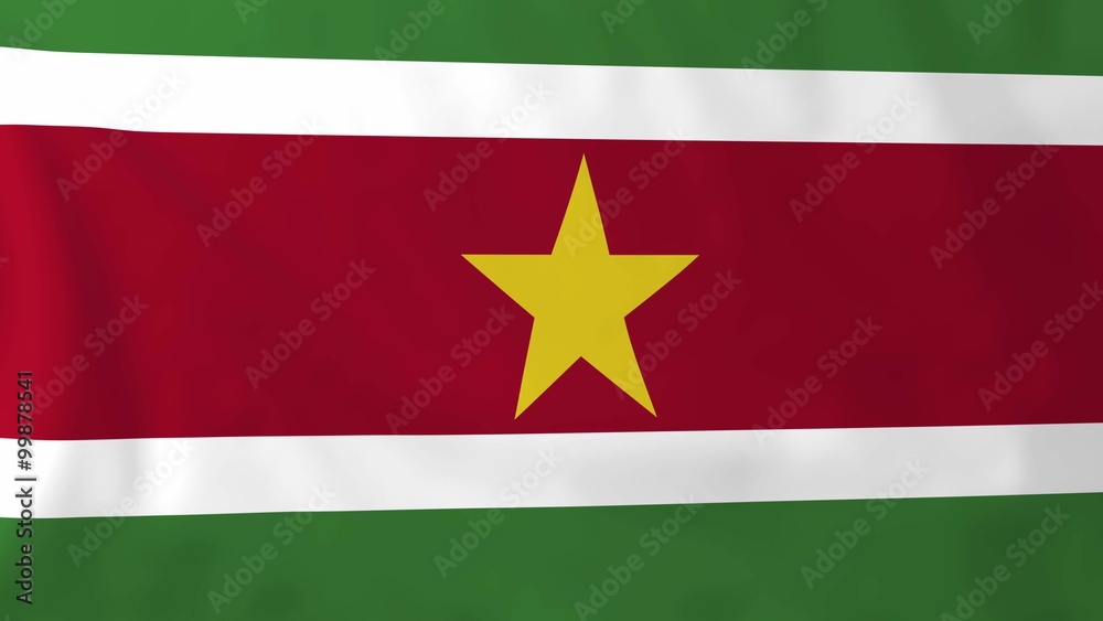Flag of Suriname, slow motion waving. Rendered using official design and colors. Flag of Suriname, slow motion waving. Rendered using official design and colors.