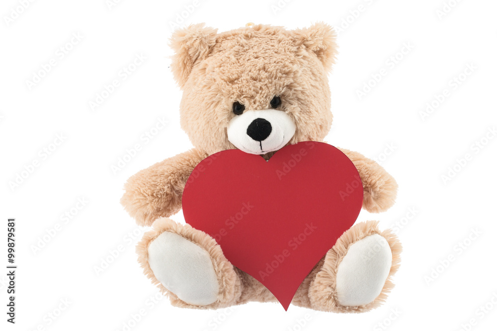 Teddy Bear Holding a Heart on white background Teddy Bear Holding a Heart on white background