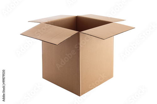Open Cardboard box isolated on white with clipping path © ValentinValkov