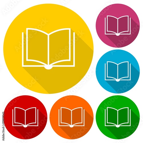 Book icons set with long shadow