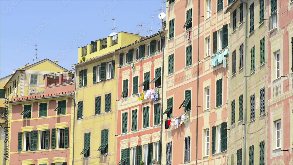 Colored buildings in camogli italian town dolly Colored buildings in camogli italian town dolly