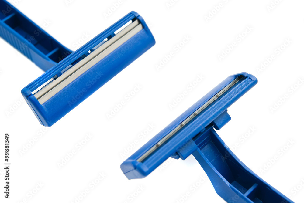 pair of blue plastic razors pair of blue plastic razors