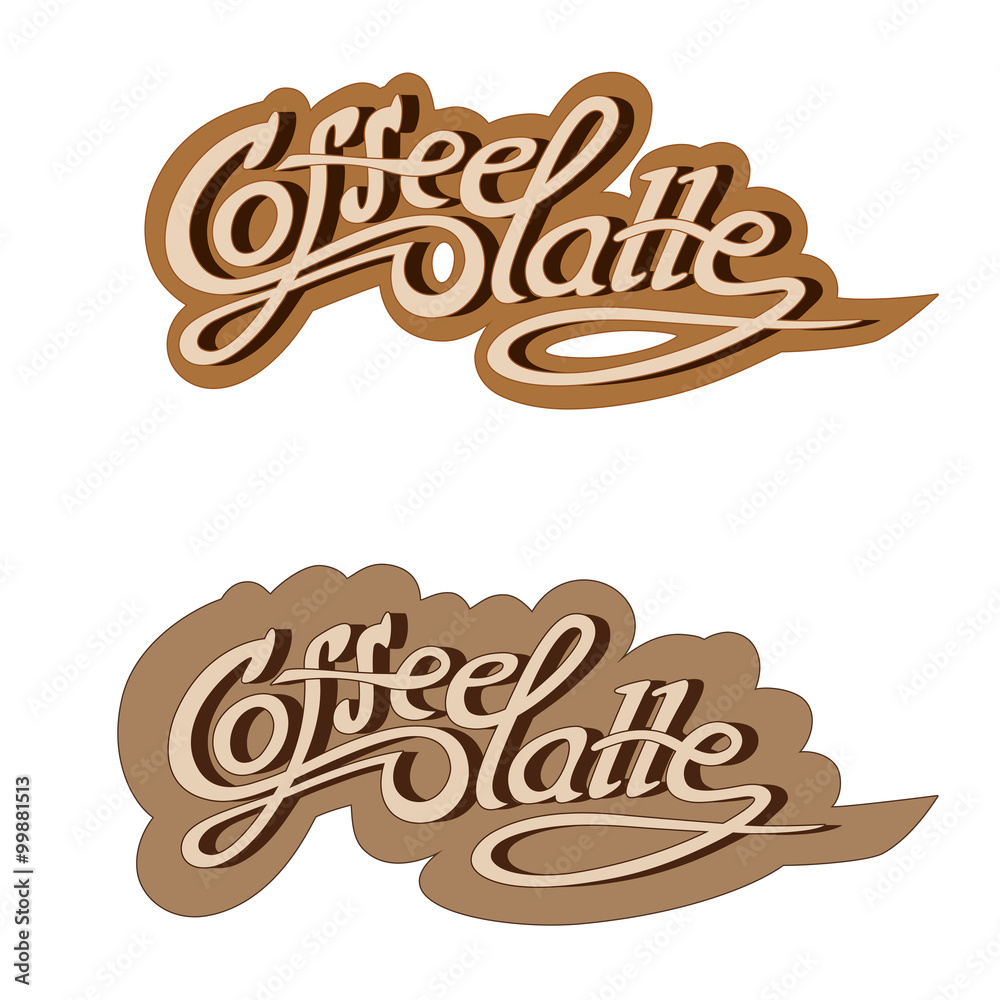 Original hand drawn illustration text: coffee latte. Vector.