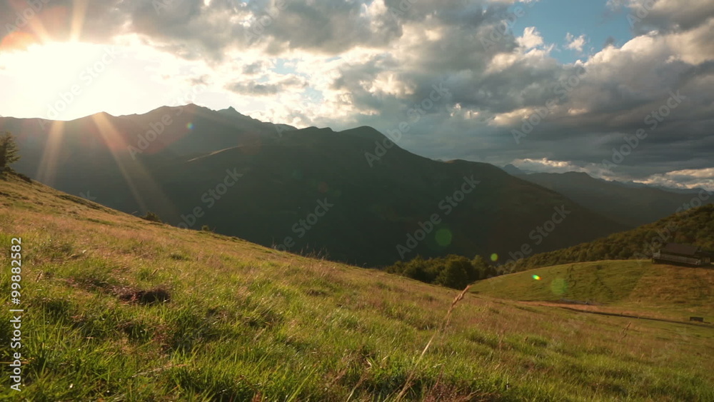 Italian mountain landscape at sunset in summer day Italian mountain landscape at sunset in summer day