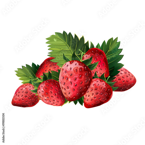 Red Strawberries With Leaves