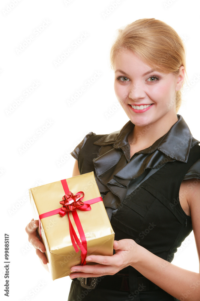 holidays love happiness concept - girl with gift box holidays love happiness concept - girl with gift box