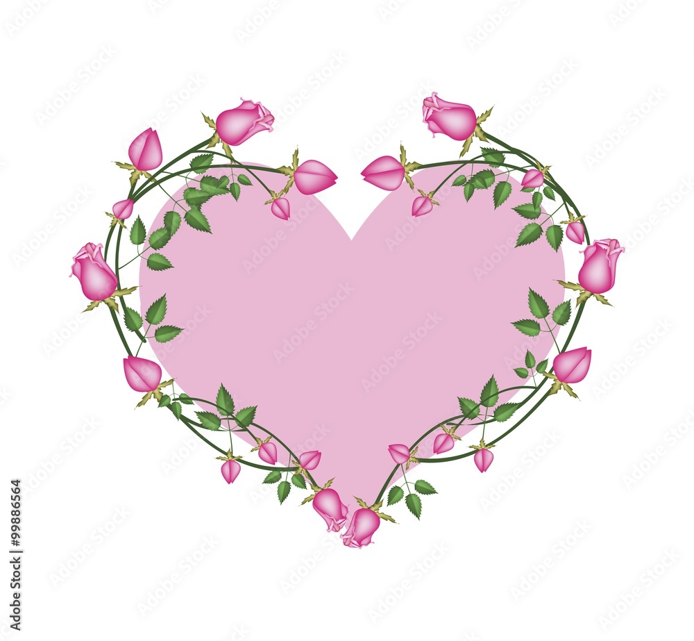 Pink Roses Flowers in A Heart Shape