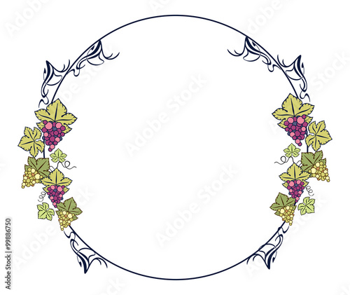 Round frame with grapes