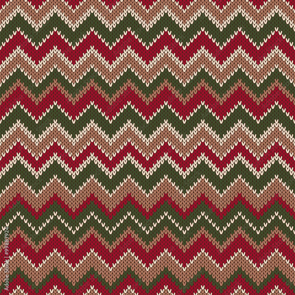 Chevron Style Knitted Seamless Pattern. Abstract Vector Backgrou